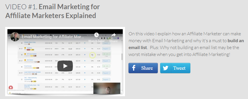 Free affiliate marketing training videos