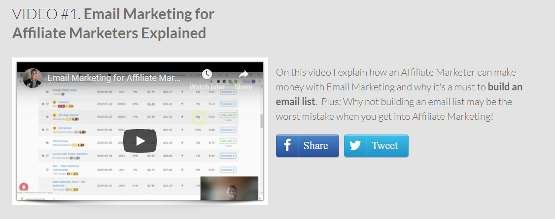 Free affiliate marketing training videos