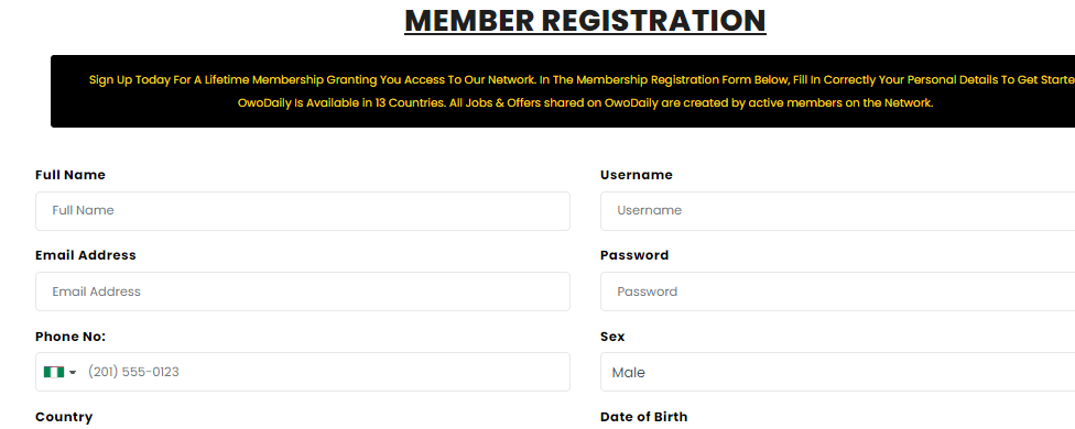 register on owodaily
